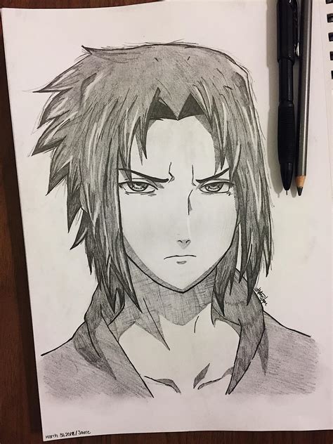 imagenes para dibujar de sasuke|sasuke pencil drawing.